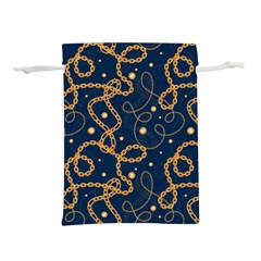 Golden Chain Pattern Lightweight Drawstring Pouch (l) by designsbymallika