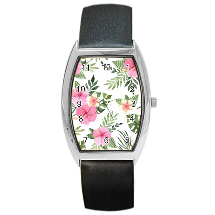 pink tulips Barrel Style Metal Watch