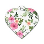 pink tulips Dog Tag Heart (One Side) Front