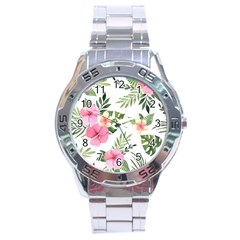 Pink Tulips Stainless Steel Analogue Watch