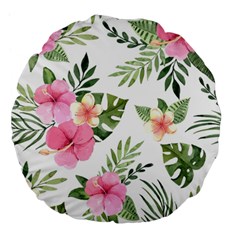 Pink Tulips Large 18  Premium Flano Round Cushions