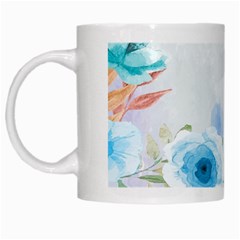 Blue Floral Print White Mugs by designsbymallika