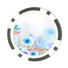 Blue Floral Print Poker Chip Card Guard