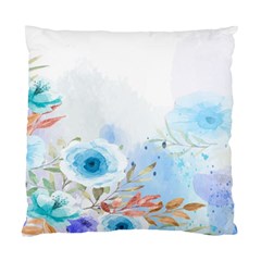 Blue Floral Print Standard Cushion Case (one Side) by designsbymallika