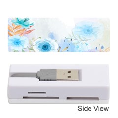 Blue Floral Print Memory Card Reader (stick) by designsbymallika