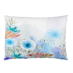 Blue Floral Print Pillow Case (two Sides) by designsbymallika