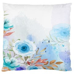 Blue Floral Print Large Cushion Case (one Side) by designsbymallika