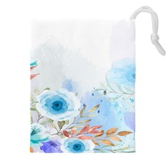 Blue Floral Print Drawstring Pouch (4xl)