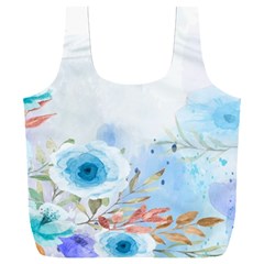 Blue Floral Print Full Print Recycle Bag (xxl)