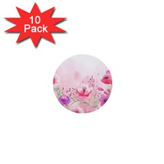 Pink Floral Print 1  Mini Buttons (10 Pack) 