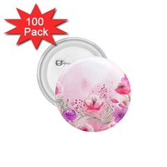 Pink Floral Print 1 75  Buttons (100 Pack) 