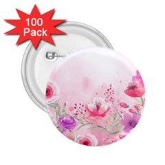 Pink Floral Print 2 25  Buttons (100 Pack) 