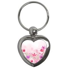 Pink Floral Print Key Chain (heart)