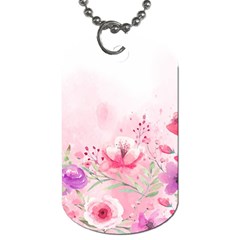 Pink Floral Print Dog Tag (one Side)