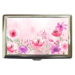 Pink Floral Print Cigarette Money Case by designsbymallika