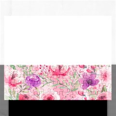 Pink Floral Print Rectangular Jigsaw Puzzl