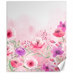 Pink Floral Print Canvas 8  X 10  by designsbymallika