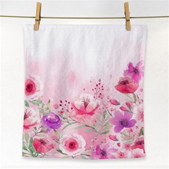 Pink Floral Print Face Towel