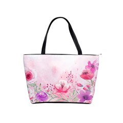 Pink Floral Print Classic Shoulder Handbag by designsbymallika