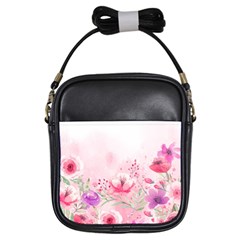 Pink Floral Print Girls Sling Bag