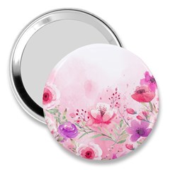 Pink Floral Print 3  Handbag Mirrors