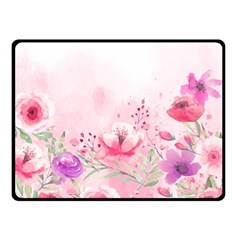 Pink Floral Print Double Sided Fleece Blanket (small)  by designsbymallika