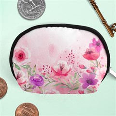 Pink Floral Print Accessory Pouch (medium) by designsbymallika