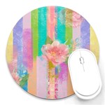 stripes floral print Round Mousepads Front