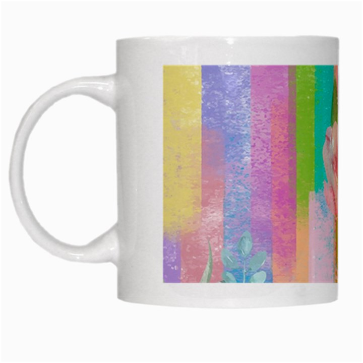 stripes floral print White Mugs