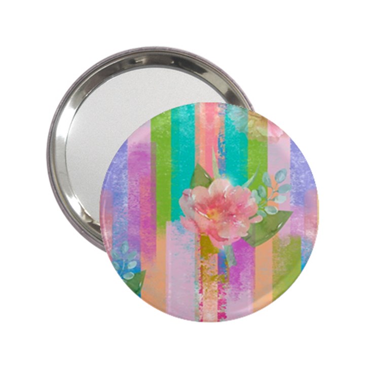 stripes floral print 2.25  Handbag Mirrors