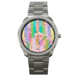 stripes floral print Sport Metal Watch Front