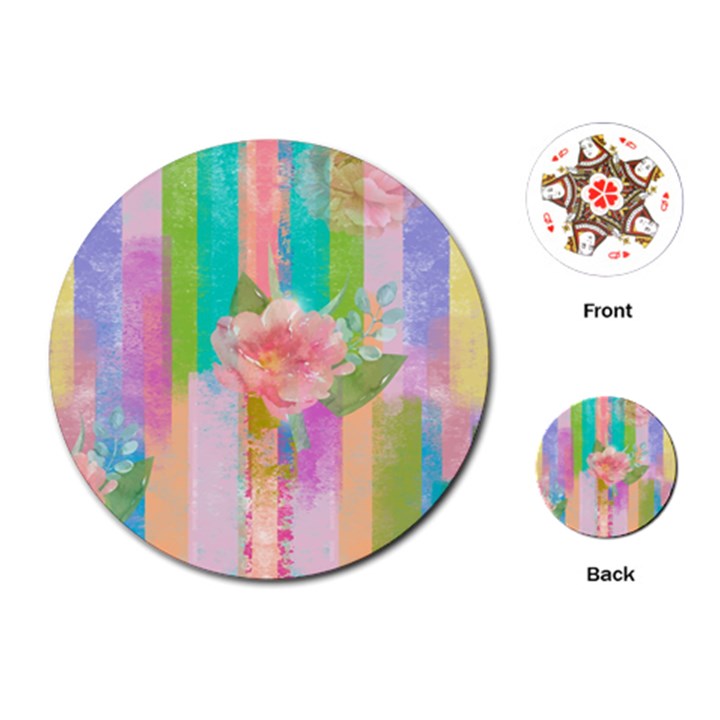 stripes floral print Playing Cards Single Design (Round)