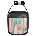 stripes floral print Girls Sling Bag Front