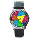 abstract print Round Metal Watch Front