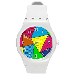 Abstract Print Round Plastic Sport Watch (m) by designsbymallika