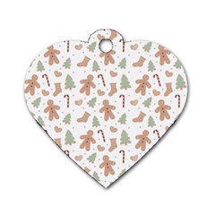 Ginger Christmas Pattern Dog Tag Heart (one Side) by designsbymallika