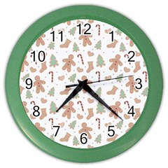 Ginger Christmas Pattern Color Wall Clock by designsbymallika