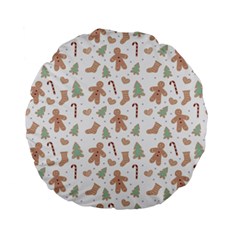 Ginger Christmas Pattern Standard 15  Premium Flano Round Cushions by designsbymallika