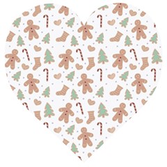 Ginger Christmas Pattern Wooden Puzzle Heart