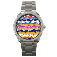 Bubble Liquid Print Sport Metal Watch by designsbymallika