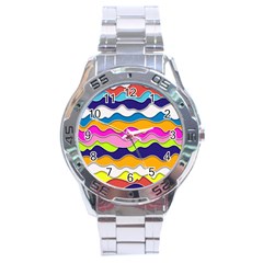 Bubble Liquid Print Stainless Steel Analogue Watch by designsbymallika