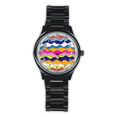 Bubble Liquid Print Stainless Steel Round Watch by designsbymallika