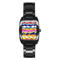 Bubble Liquid Print Stainless Steel Barrel Watch by designsbymallika