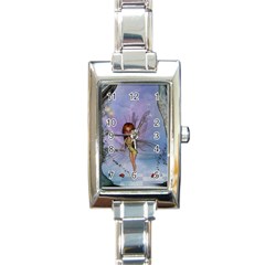 Cute Ittle Fairy With Ladybug Rectangle Italian Charm Watch by FantasyWorld7