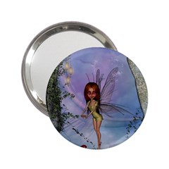 Cute Ittle Fairy With Ladybug 2 25  Handbag Mirrors by FantasyWorld7