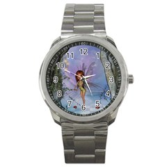 Cute Ittle Fairy With Ladybug Sport Metal Watch by FantasyWorld7