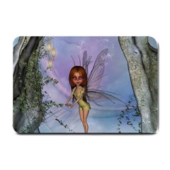 Cute Ittle Fairy With Ladybug Small Doormat  by FantasyWorld7