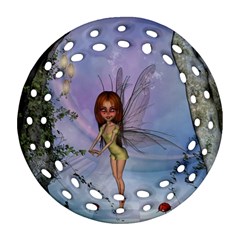 Cute Ittle Fairy With Ladybug Round Filigree Ornament (two Sides) by FantasyWorld7