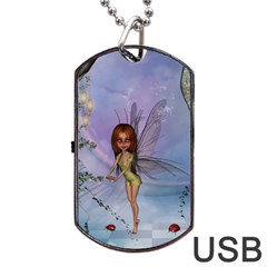 Cute Ittle Fairy With Ladybug Dog Tag Usb Flash (one Side) by FantasyWorld7