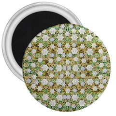 Snowflakes Slightly Snowing Down On The Flowers On Earth 3  Magnets by pepitasart